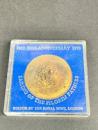 1620 - 1970 350th Anniversary Of USA Pilgrim Fathers Mayflower Medal Southampton