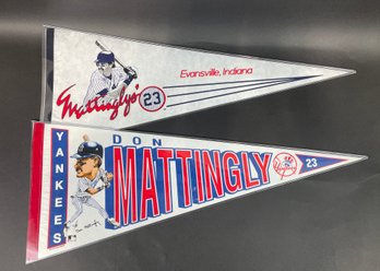 Pair Of Vintage 1980s Don Mattingly Yankees Pennants