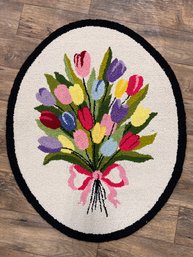 Oval Floral Bouquet Hooked Rug