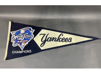 Large Wool Yankees Pennant 2000 World Series Champions