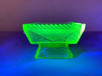 Uranium Glass Footed Dish