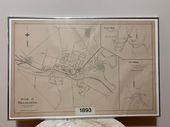 Antique Map Of Willimantic Stated 1893, Town Of Windham, Windham County See Description For More