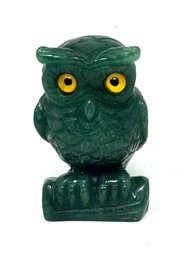 Green Aventurine Carved Owl Statue