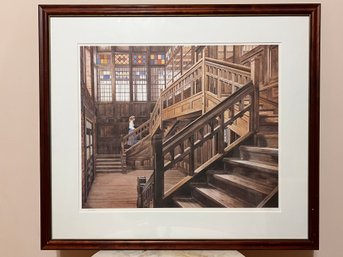 Signed Numbered Print Of Woman Ascending Stairway By A. N. Wyeth