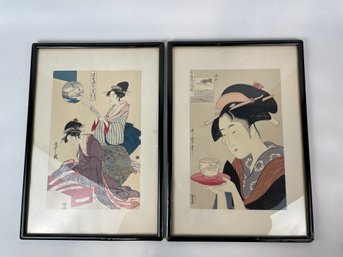 Pair Of Vintage Framed Japanese Prints