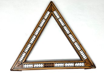 Antique Triangular Cribbage Board Beautiful Detail