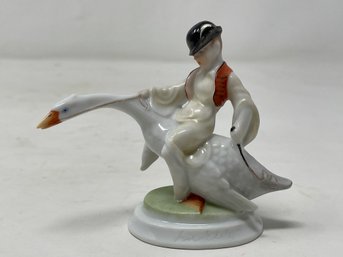 Herend Porcelain - Boy On Goose Figurine