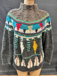 1990s Funky Womens Aztec Sweater By Kitty Hawk - XL