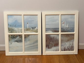 Pair Of Seascape Window Art Pieces