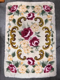Floral Hook Rug With Pink Roses