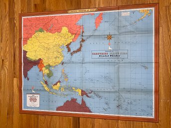 Vintage Reference Map Of The Pacific Theater Of War Marked 'courtesy Of Carstairs White Seal Whiskey