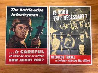 1944 WWII Government Issued Travel And Speech Posters With Original Mailing Addresses