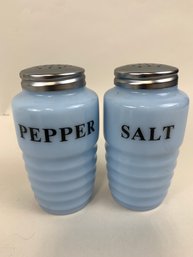 Vintage Blue Delphite Salt And Pepper Shakers