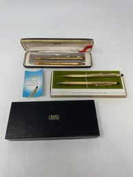 2 Sets Of Gold Cross Pens