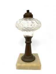 Antique Glass And Marble Base Oil Lamp