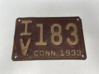 1933 Connecticut License Plate