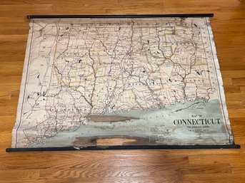 Antique Wall Map Of Connecticut Dated 1920 By The J. L. Hammett Co. Boston MA From The Peerless Series