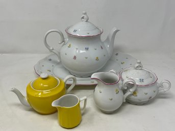 Porcelain Tea Set With Yellow Limoges Accents