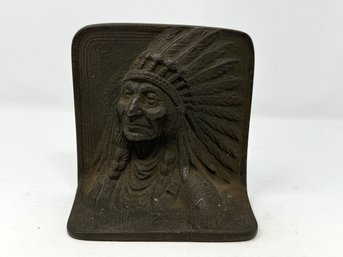 Antique Cast Iron Indian Chief Bookend Doorstop Display