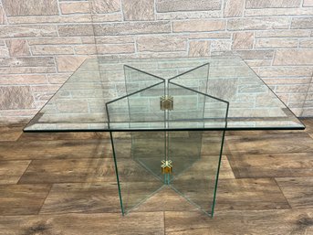 Post Modern Square Glass Side Table Please See Description