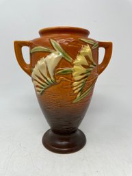 Vintage Roseville Freesia Pattern Double Handle Vase