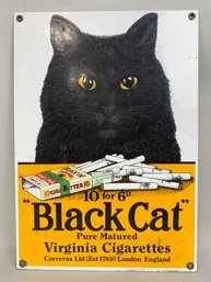 Porcelain Black Cat Advertising Sign