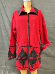 Womens Pendleton Red And Black Aztec Print Sweater In Size XL