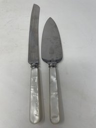 Kirk & Matz Mother Of Pearl Handle Wedding Cake Servers