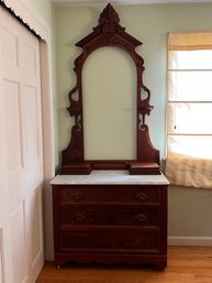 Victorian Walnut Marble Top Dresser Missing Mirror