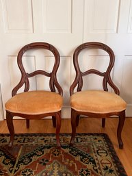 Pair Of Victorian Walnut Balloon Back Hip Rest Chairs