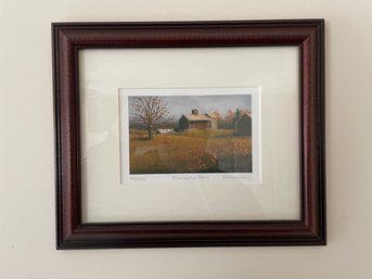 Framed Pastoral Print By Corliss Blakely - 'Manchester Barn' - 12' X 10'