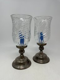 Vintage Glass Candle Stick Holders