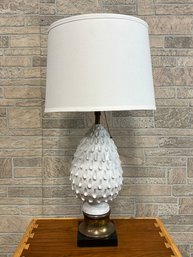 Mid Century Glazed Terracotta Pineapple Table Lamp, Made In Italy