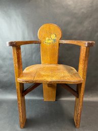 Vintage Childs Chair With Decal Of A Sleeping Lamb