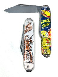 Vintage Novelty Pocket Knives - Davy Crockett And Space Ship