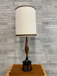 Laurel Solid Wood Teardrop Lamp With Cathedral Cutout In Metal Base & Laurel Shade, New Socket & Wiring