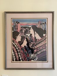 Signed Judith Pierce 'women At The Pueblo' - 31' X 26'