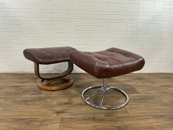 Pair Of Vintage Leather Footstools