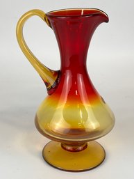 Vintage Amberina Footed Glass Pitcher