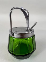 Vintage Green Glass Salt Cellar