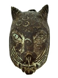 African Benin Bronze Leopard Head