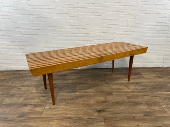 Mid Century Modern Slat Bench - In Need Of Restoration