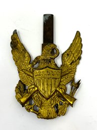 Antique U.S. Army 1880's Indian Wars Brass Federal Eagle Shako Hat Badge