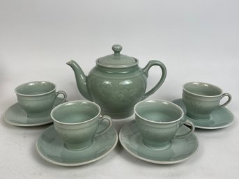 Porcelain Tea Set In Nice Jade Color