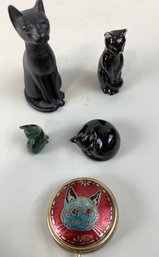 Lot Of Cat Figures And Trinket Boxes
