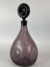 Mid-Century Modern Mulberry Pinched Blenko Decanter