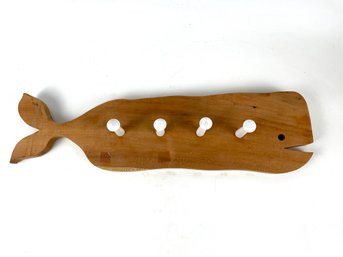 Hand Carved Wooden Whale Coat Rack