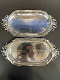 Pair Of Wallace Sterling Silver Modern Style Trays 252 Grams