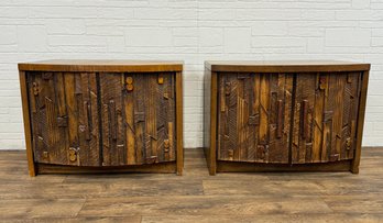 Lane Pueblo Brutalist Pair Of Side Tables