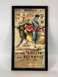 Vintage Framed Spanish Bull Fighting Poster